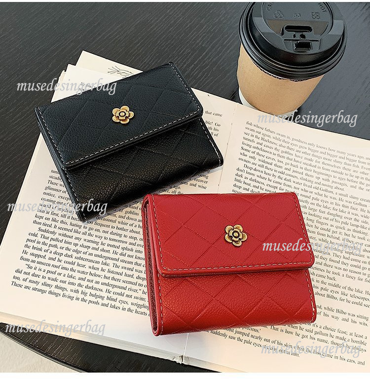 Luxury Brand Designer Purse Camellia Long Wallet For Women 2025 New Korean Style Fashion Coin Purse Large Capacity Fold Clutch For Women