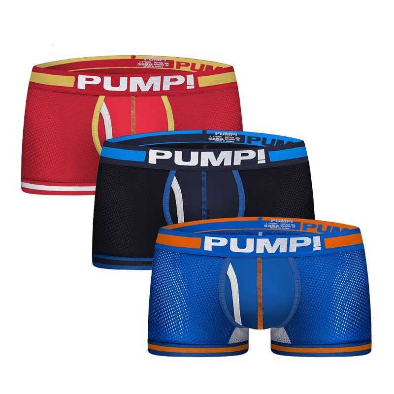 Sports Style PUMP Flat Leg Pants Perforated Mesh Breathable Hip Lifting Mens Four Cornered Pants W250819