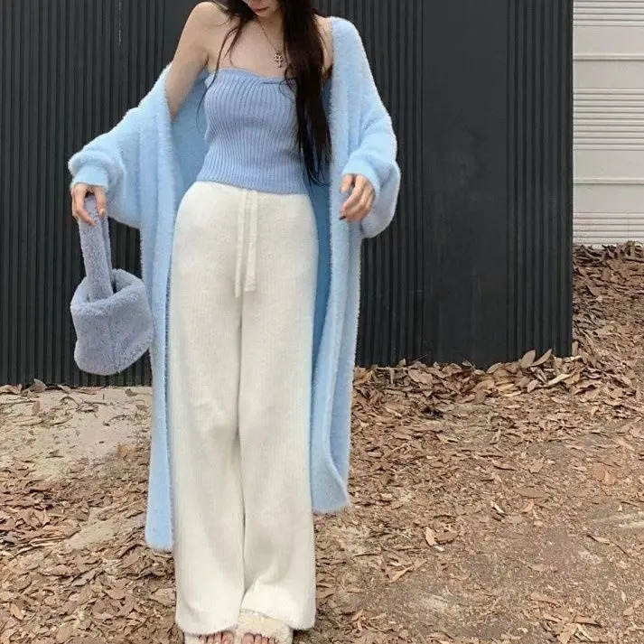 Slimming Autumn And Winter Loose Fitting Long Sweater Thickened Lazy Knitted Cardigan Jacket White 250819