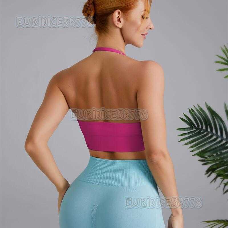 Deep v Triangle Cup Yoga Vest Halter Adjustable Beautiful Back Moisture-wicking Sweat-absorbing Sports Bra Breathable H250819