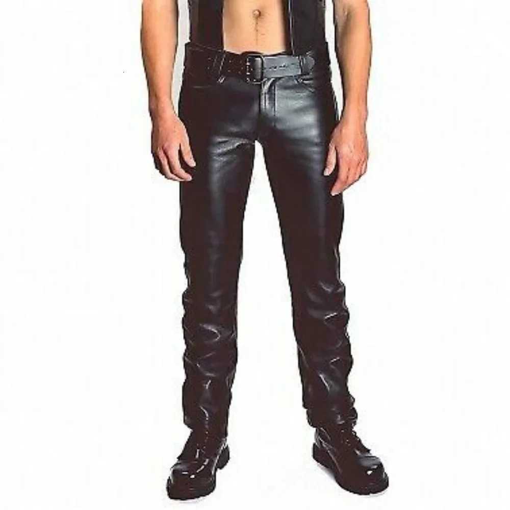 2023 Solid Color Mens PU Leather Pants Casual Punk Style Fashion Streetwear Mens Trousers Large Size 5XL Mens Clothing W250819