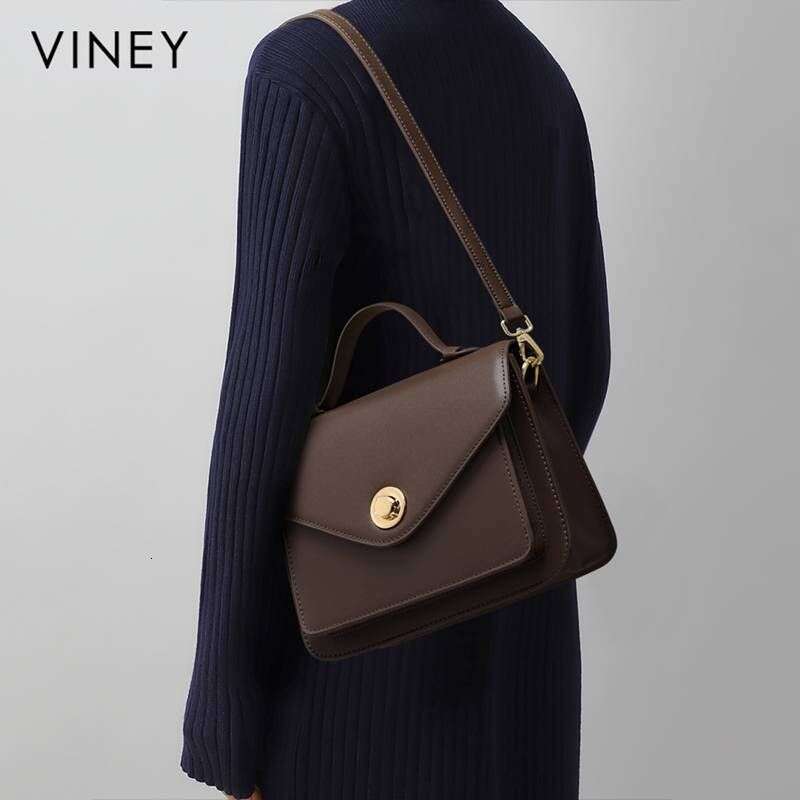 VINEY Women 2025 New Women's Messenger Genuine Leather Commuter Bag High-end Versatile Shoulder Handbag