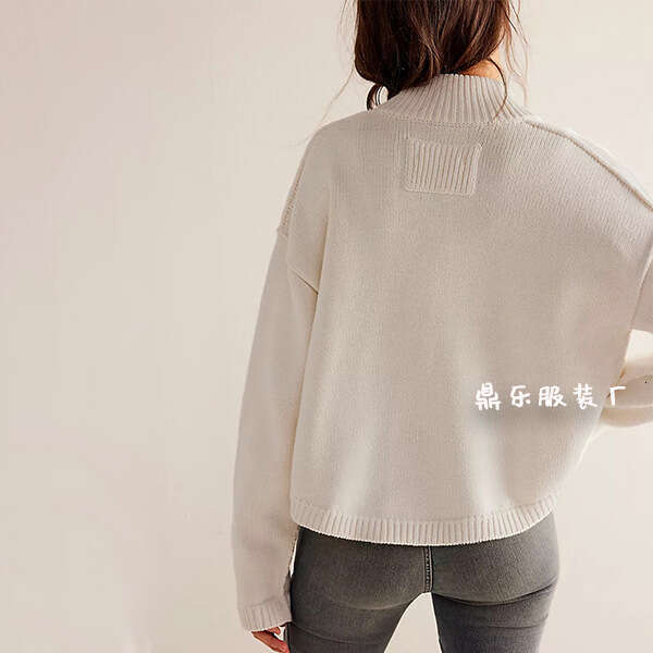 Winter Knitted Jacket Stand Collar Solid Color Cardigan Sweater Women's New Style B5