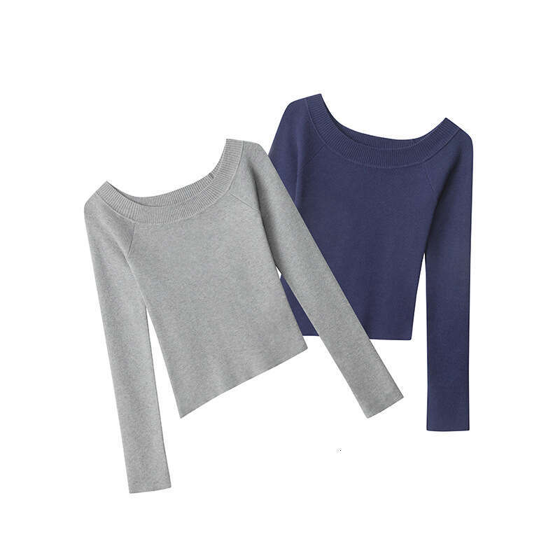 Off-Shoulder Design Knitted Sweater For Women, Autumn And Winter New Slim Fit Long Sleeve Hot Girl B5