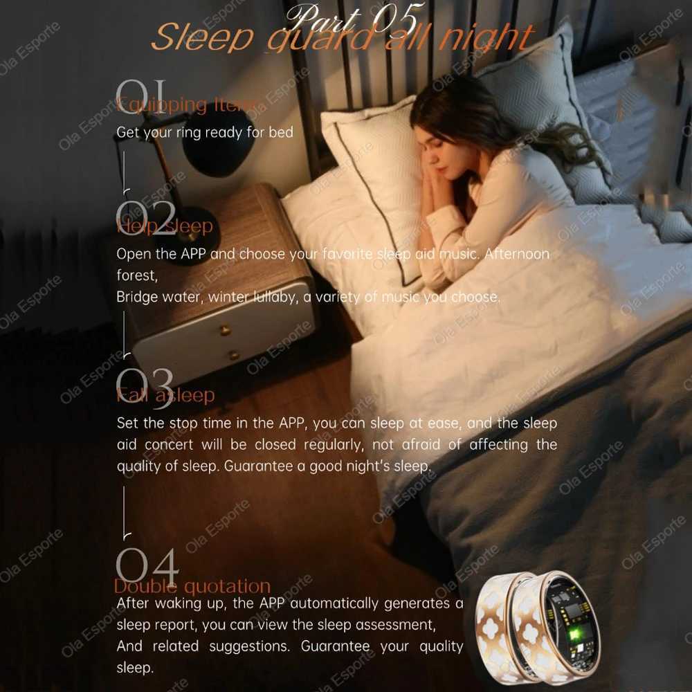 2025 New Women Gold Smart Ring Health HRV Monitor Heart Rate Sleep Monitor 10ATM Deep Waterproof Remote Control Smart Ring Gifts W250819