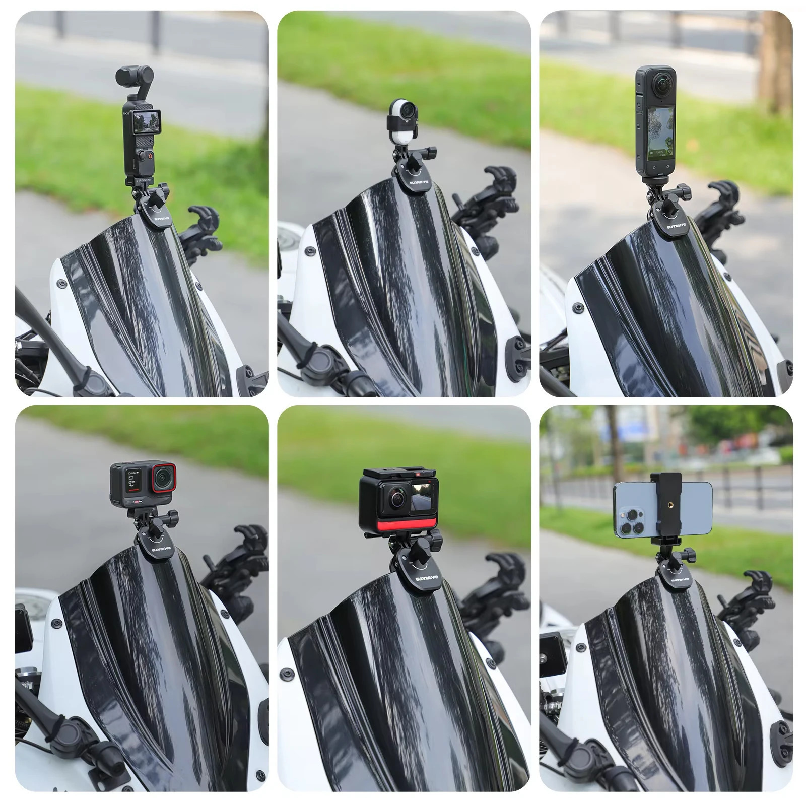 Motorcycle Windshield Mount Clamp Aluminum Clip For GoPro 13 12 Insta360 X5 Ace For DJI Osmo 360/Action 5 Pocket 3 Accessories 250813