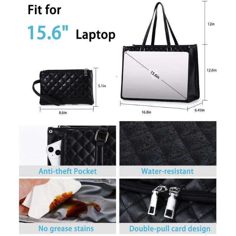 New Capacity Tote Handheld Laptop Storage Office Lunch Box 2-in-1 Shoulder Crossbody Large Bag