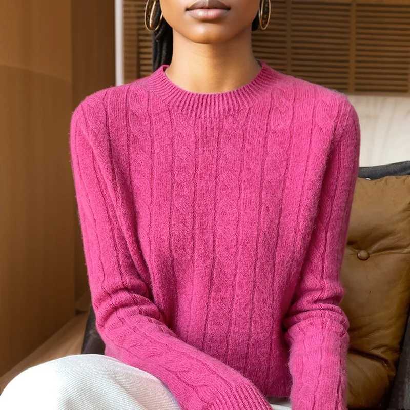 Autumn and Winter New Fashion 100% Pure Wool Sweater Crew Neck Long Sleeve Pullover Sweater Womens Clothing Korean Pop Top WQ712XJ250819