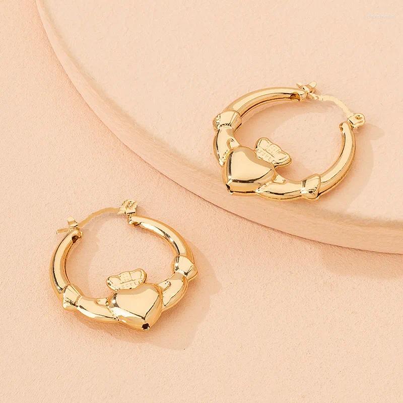 Hoop Earrings Chunky Claddagh For Women Heart Strong Minimalist Cute Jewelry In 2025