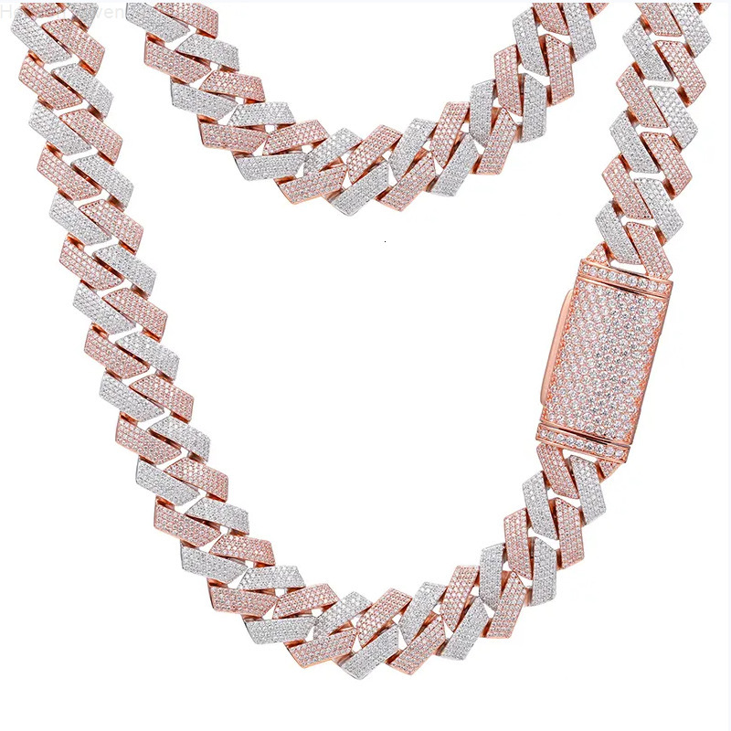 9mm Sterling Silver 925 Plated VVS Moissanite CZ Necklace 18K Real Gold Plated Cuban Link Chain