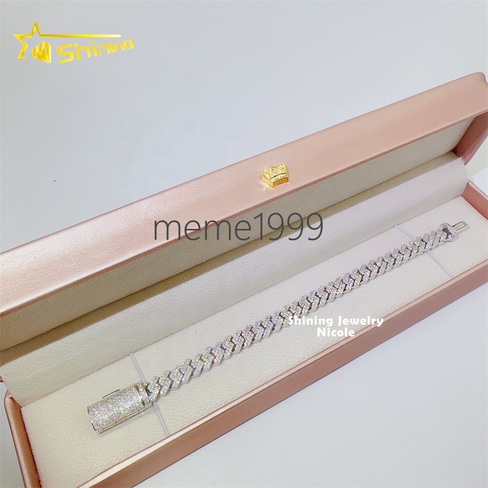 Wholesale Price Best Quality 925 Silver Custom Necklace Jewelry 8mm 10mm Iced Out Moissanite Cuban Link Chain