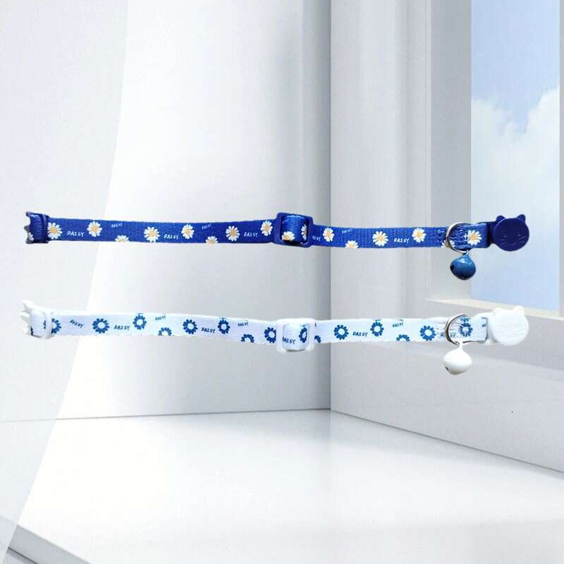 New Chrysanthemum Collar Printed Pet Supplies Colorful Bell Running Cat Neck Chain Decoration