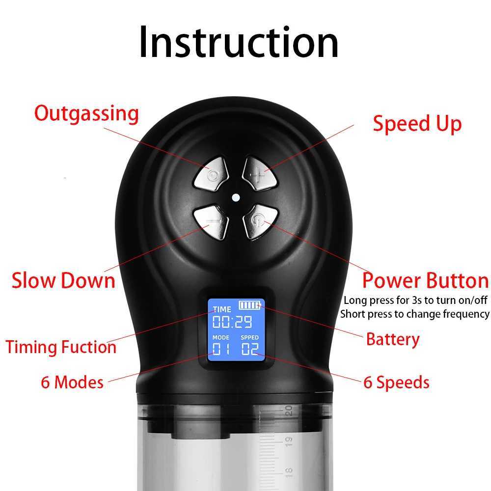 Penis Pump IPX7 Waterproof Electric for Men Penis Enlargement Vacuum Pump Penis Enlarger Massager Male Masturbators 18+ Sex Toys XJ250819