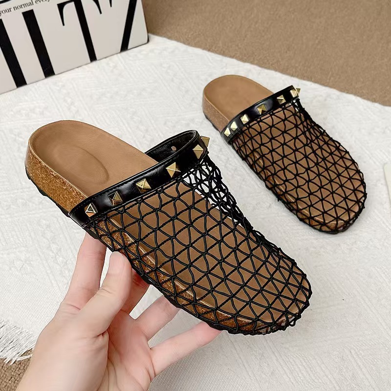 Baotou slippers Hollow sandals Designer Clogs Sandals Clog Slippers Cork Flat High Quality Fashion Summer Genuine Leather Slide Favourite Beach Casual