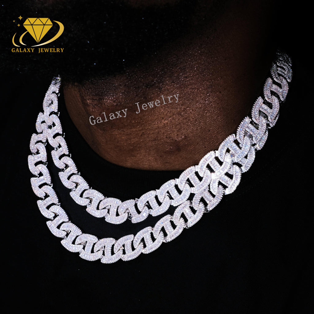 Pig Nose Moissanite Cuban Baguette Diamond 13mm Moissanite Cuban Chain Hip Hop Jewelry 18k Gold Plated Necklace 925 Silver Chain