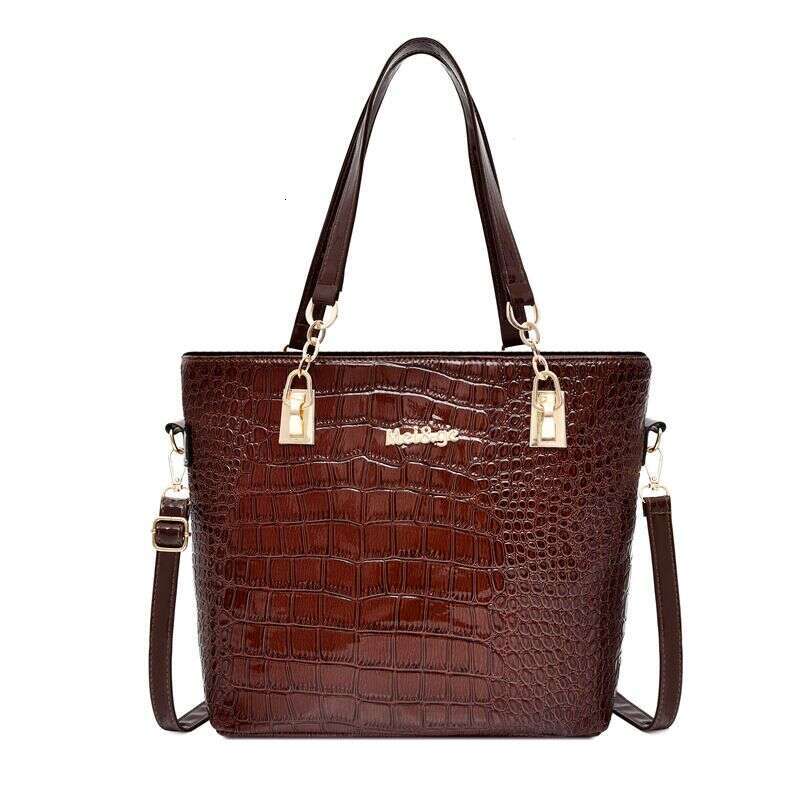 Handbag For Women Stylish One-shoulder Women's Vintage Large Capacity Crocodile Print Bag Six-piece Set