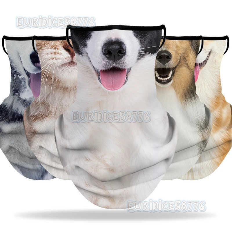 1pc 3D Cat Dog Cute Animal Balaclava Motorcycle Hat Summer lce Silk Breathable Bandana Cycling Running Face Mask Cover Scarf H250819