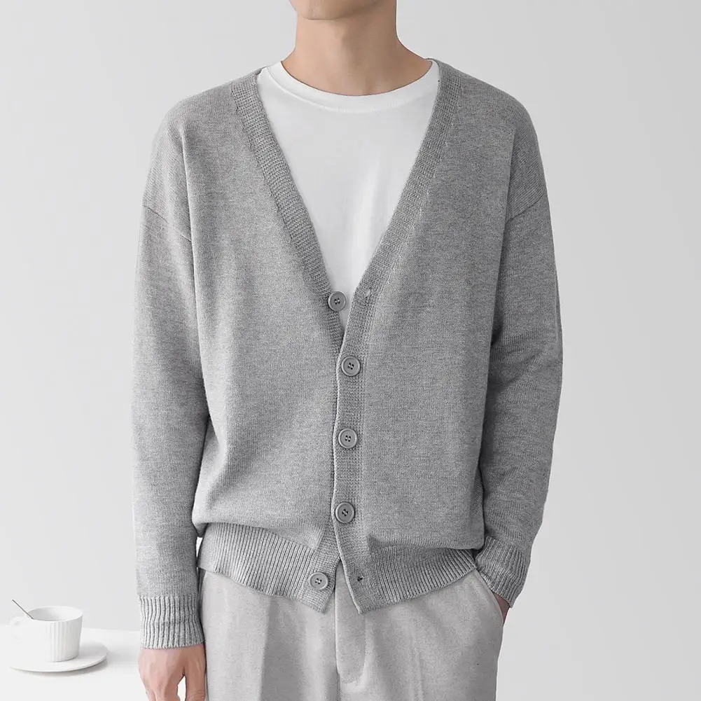 Men Knitted Cardigan Mens Sweater Business Casual Classic Vneck Solid Color Korean Fashion Vest 250819