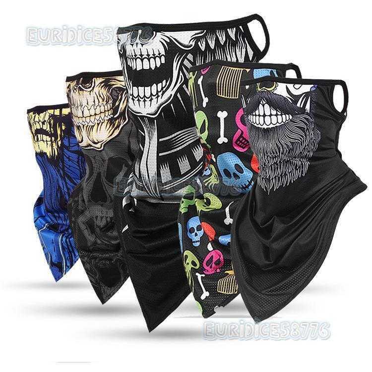 Outdoor Cycling Gear Sun Protection Mens Cover Ice Silk Triangle Scarf Neck Gaiter Skull Motorcycle Fishing Ear Hanging Mask H250819