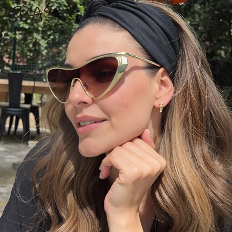 Vintage Cat Eye Sunglasses Women Y2K Punk One-Piece Sun Glasses Trendy Shield Eyewear For Ladies UV400 Shades 250815