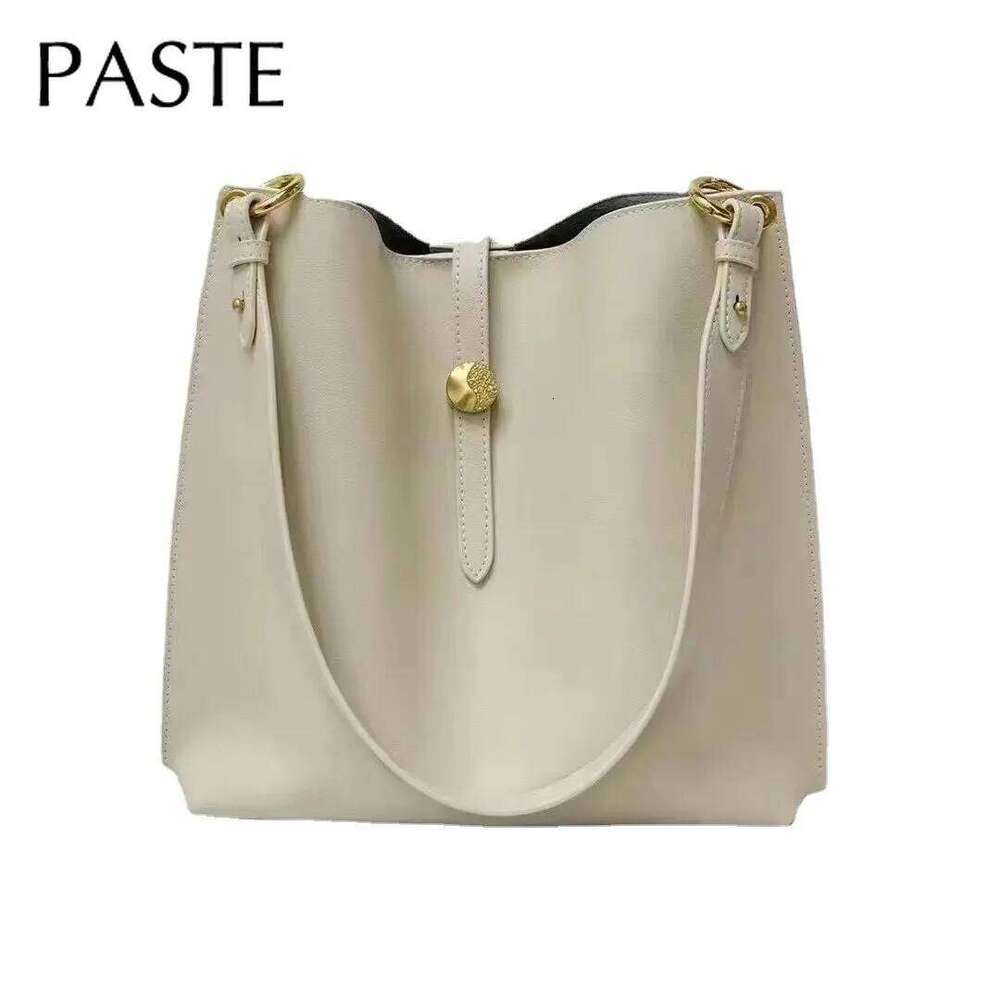 Simple Vintage Cowhide Leather Composite Bags for Women Casual Large Capacity Female Solid Bucket Handbag Totes bag