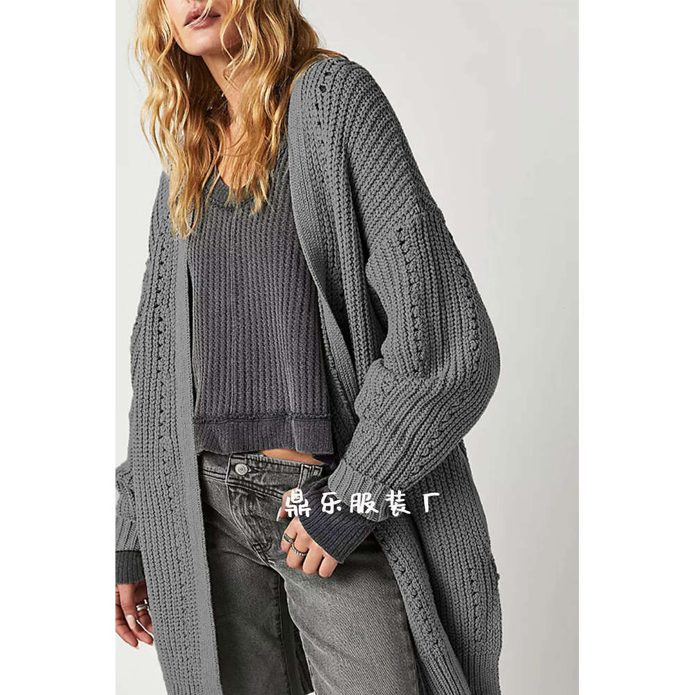 Autumn Winter Women's Clothing Temu New Loose Plus Size Knitted Cardigan Pocket Jacket For Women B5