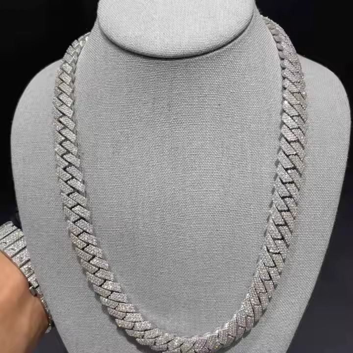 High Quality VVS Iced Cuban Link Chain Stunning Frill Moissanite Diamond for Luxury Wedding Party Gift Engagement Anniversary