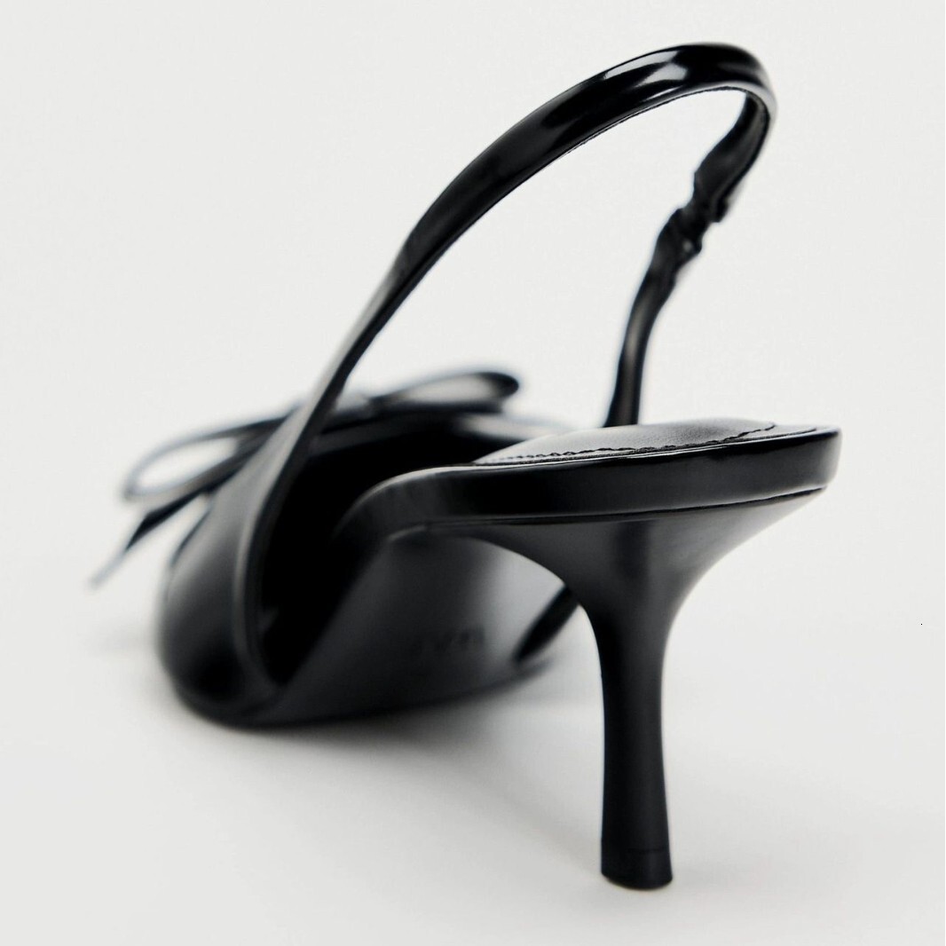 Pointed Bow 2025 New Style Back Strap Closed Toe Patent Leather Women's Shoes Mules High Heel Sandals for Women ddmymoon