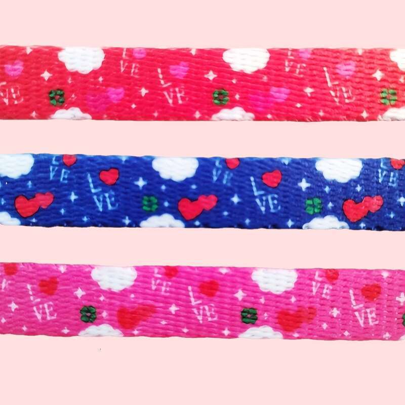 New Valentine's Day Pet Supplies Kitten Collar Printed Neck Ring Colorful Bell Chain Cat Head Safety Buckle Necklace