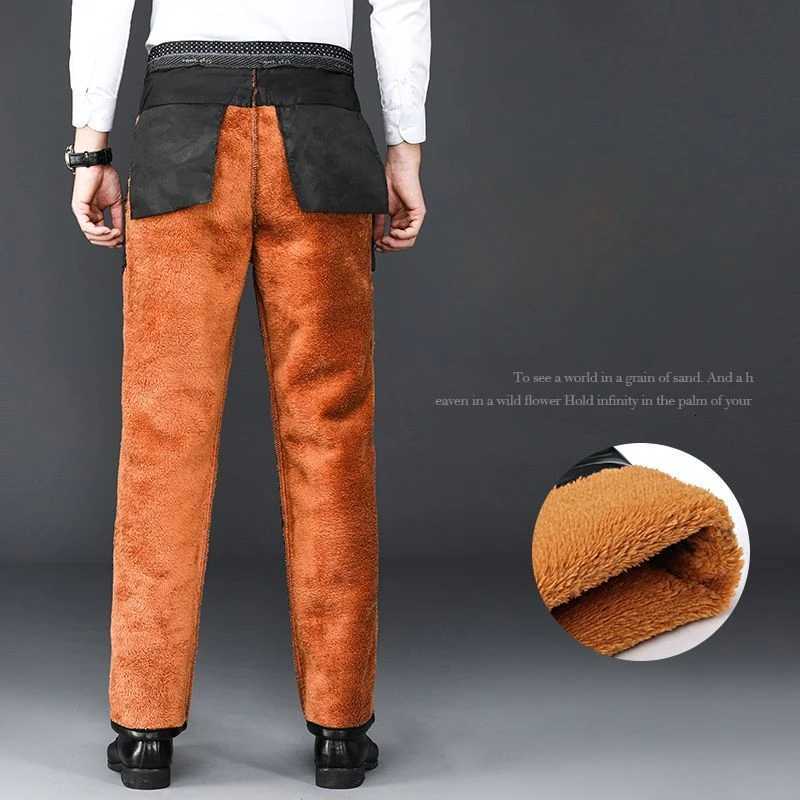 Men Gothic Pants Plus Fleece Thickened Winter Waterproof Straight Loose Elastic Comfortable Moto Biker Casual Leather Trousers W250819