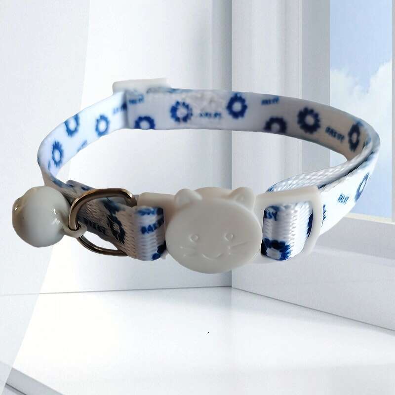 New Chrysanthemum Collar Printed Pet Supplies Colorful Bell Running Cat Neck Chain Decoration