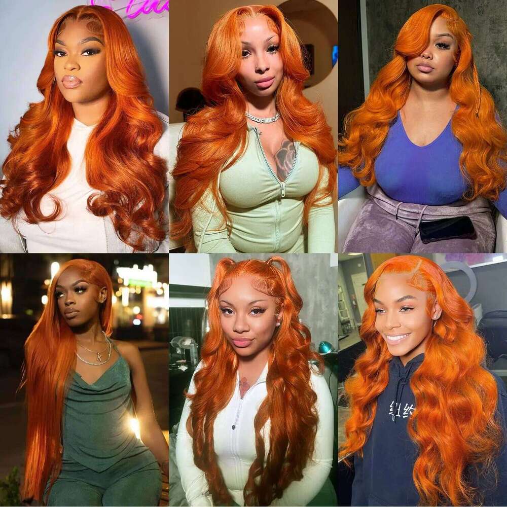 Colored Orange Ginger Front Wigs Human Hair Body 13X6 HD Frontal Loose Wave Brazilian Transparent Lace Wig