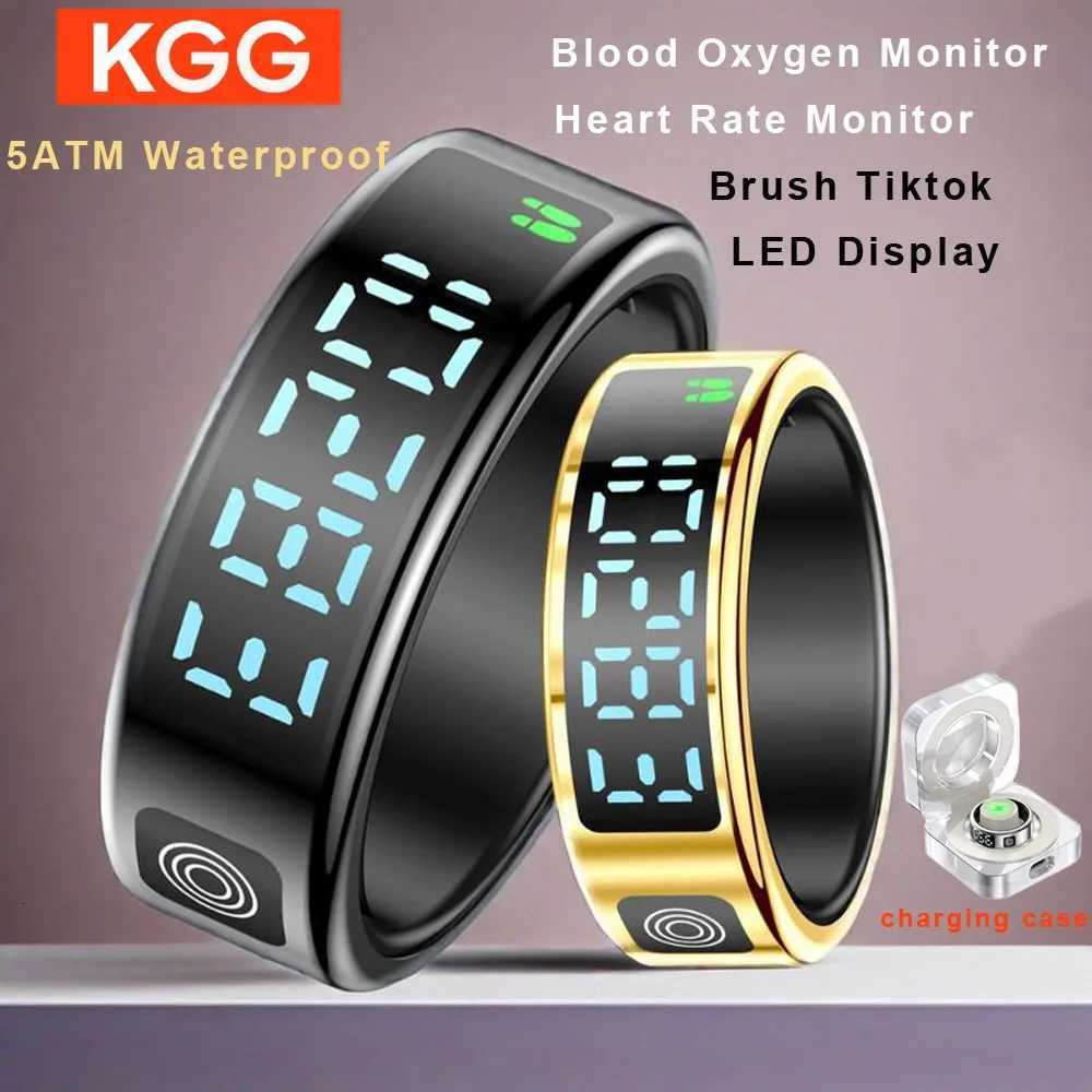 Smart Ring SR08 LED Display Screen Heart Rate Gesture Sweep Video Sleep Monitor 5ATM Waterproof Fitness Tracker Rings Gifts W250819