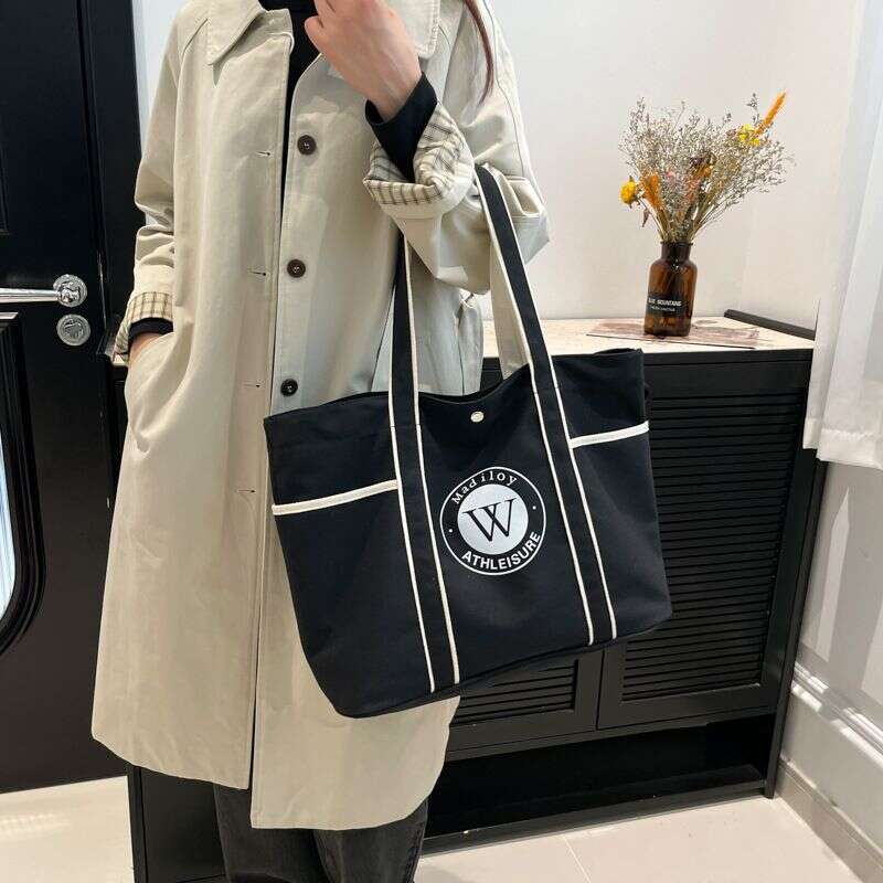 Canvas women new large capacity tote trendy handbag travel fashionable commuter bag