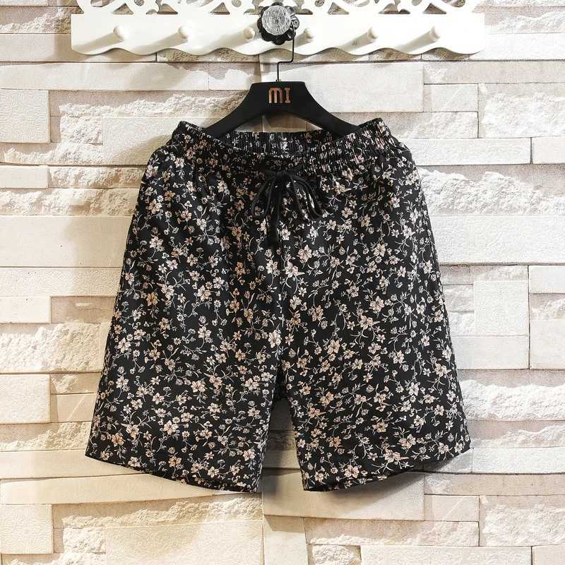 Mens Summer Drawstring Beach Leisure Print Cotton Shorts Board Shorts Asian Size M-5XL Colors W250819