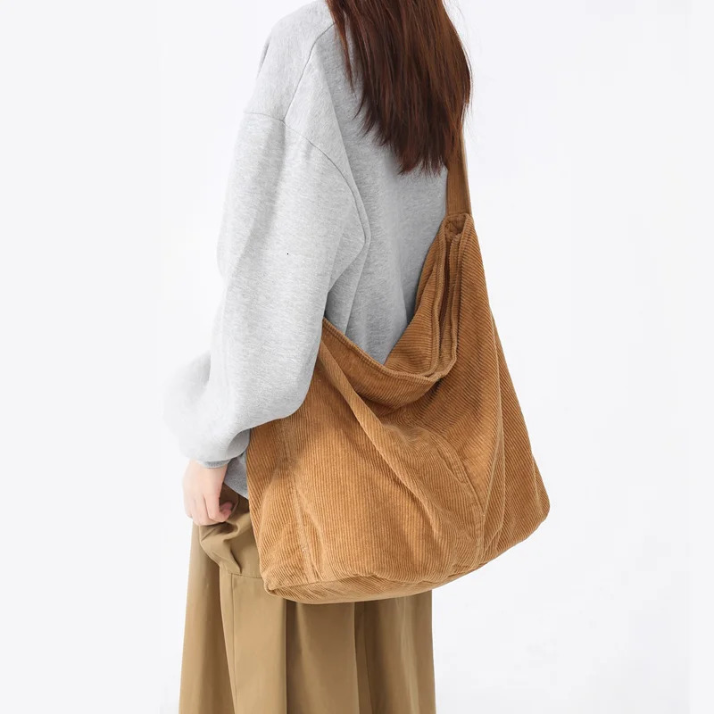 Vintage Womens Corduroy Shoulder Bags Large Capacity Crossbody Bag Casual Handbag Crossbody Purse 250818