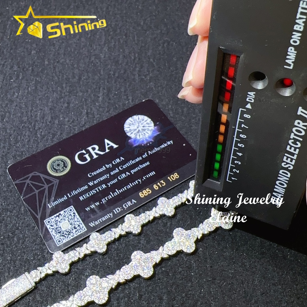 Pass Diamond Tester 10MM 13MM 925 Silver White Gold Cross Moissanite Hip Hop Iced Out Jewelry Tennis Bracelet