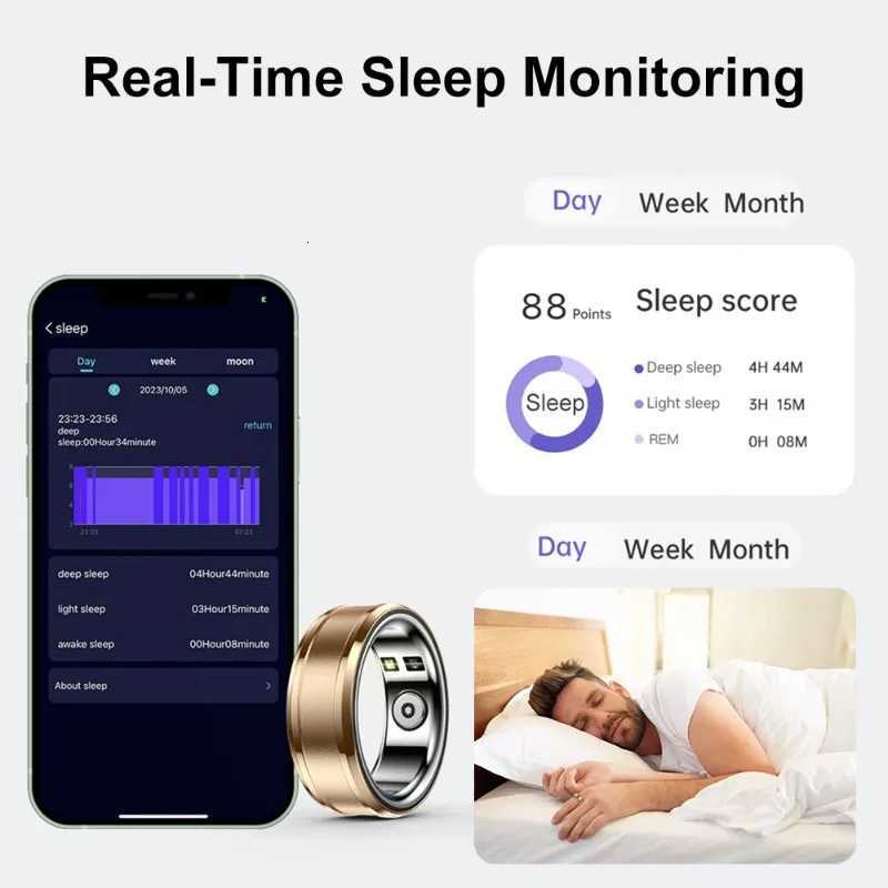 Visiovoy Fashion Smart Ring Heart Rate Body Temperature Sleep Monitor Men Women Rings Sport Tracker IP68 Waterproof For OS IOS W250819
