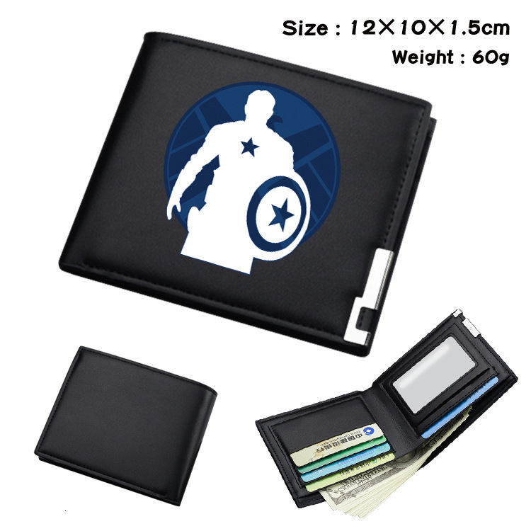Free shipping designer Marvel Superhero Merchandise Student Men and Women PU Fold Wallet Short Wallet Cartoon Card Holder Coin Purse