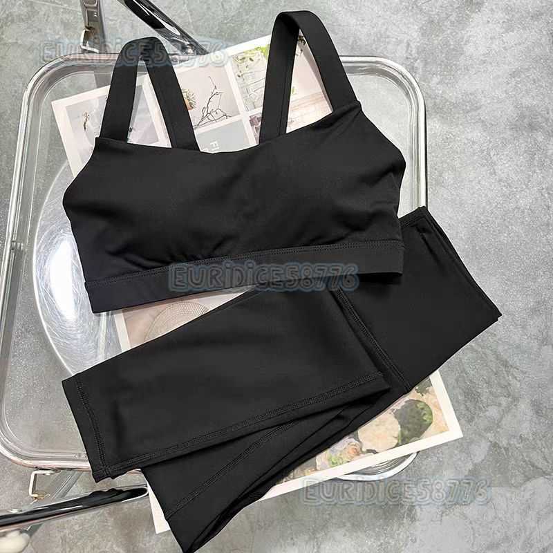 Yoga Outfit Set for Women Beautiful Back Sports Bra High Waist Barely-there Yoga Pants High Elasticity Fitness Running Set H250819