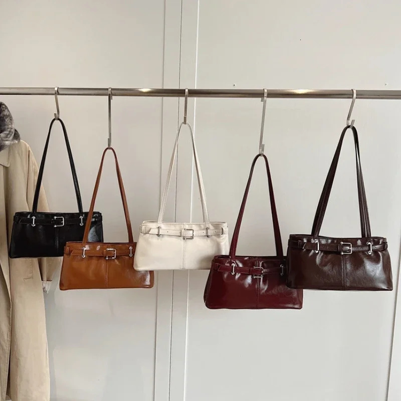 Y2K Vintage Lady Underarm Bag Stylish Women Zipper Shoulder Bags Retro Pu Leather Commuting Bag for Women Handbags bolso mujer 250818