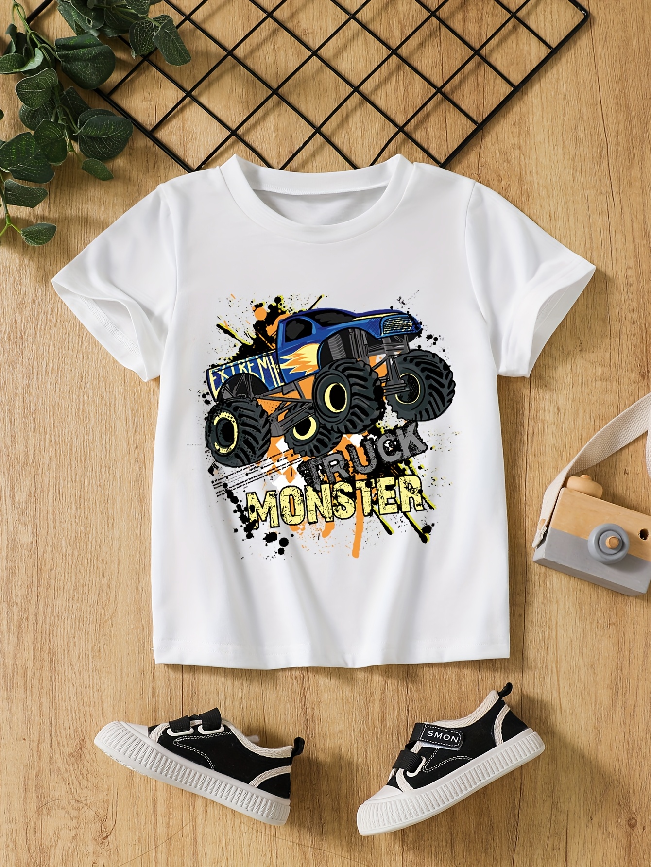 T-shirts Boys Printed Breathing Quick Dry Set - Trio Pack of Short Sleeve Tees Featuring Offroad Vehicles