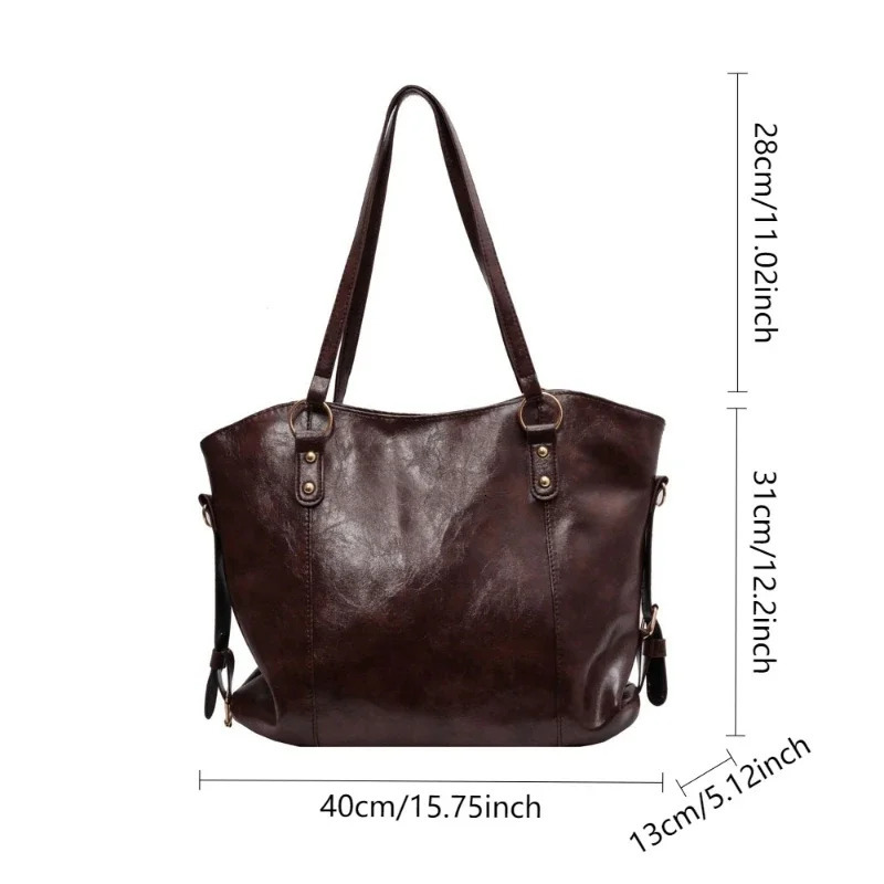 Large Capacity Shoulder Bags for Women Fashion Hobo Shopper Bag Solid Color Soft Leather Crossbody Handbag Lady Travel Tote Bags 250818