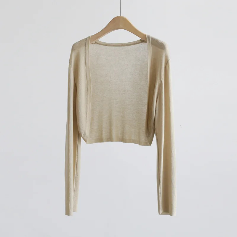 Sun Protection Knit Cardigan Womens Thin Coat Ice Silk Outerwear Coverup Shawl Air Conditioning Shirt Summer y250909