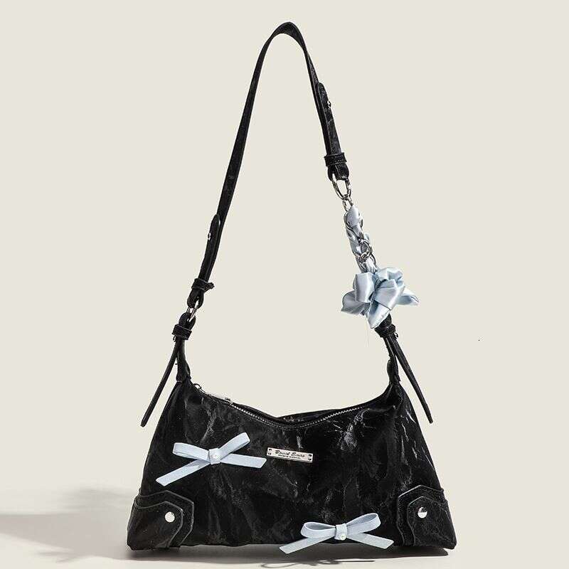 2025 Spring And Summer New Bow Chain Splicing Single Shoulder High-end Handbag Trend Armpit Bag Fashion Hundreds Casual Daily Commuter