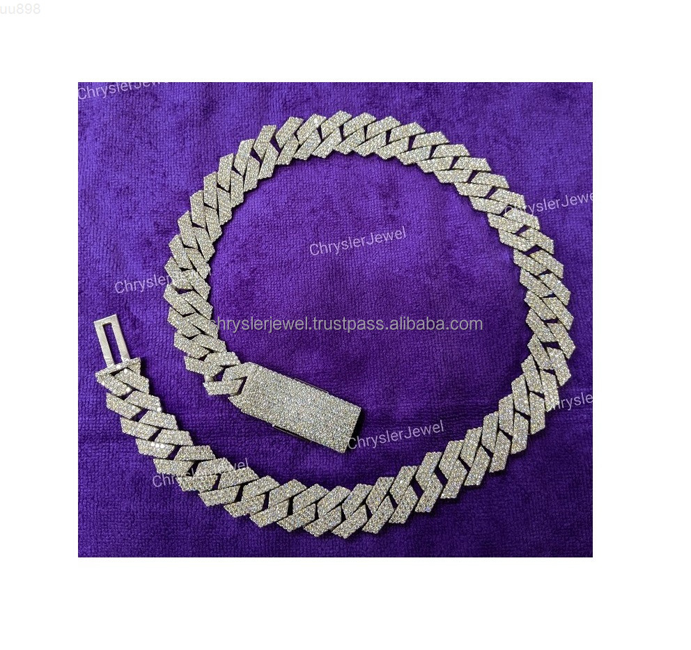 16 MM 20 Inches Top Quality Iced Out Cuban Link Chain VVS Moissanite Diamond Cuban Link Chain Hip Hop Miami Cuban Chain for Men