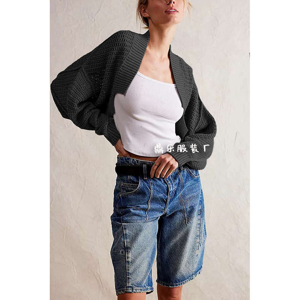 Autumn And Winter New Temu Fashion V-Neck Batwing Sleeve Knitted Cardigan Sweater Women's Clothing B5