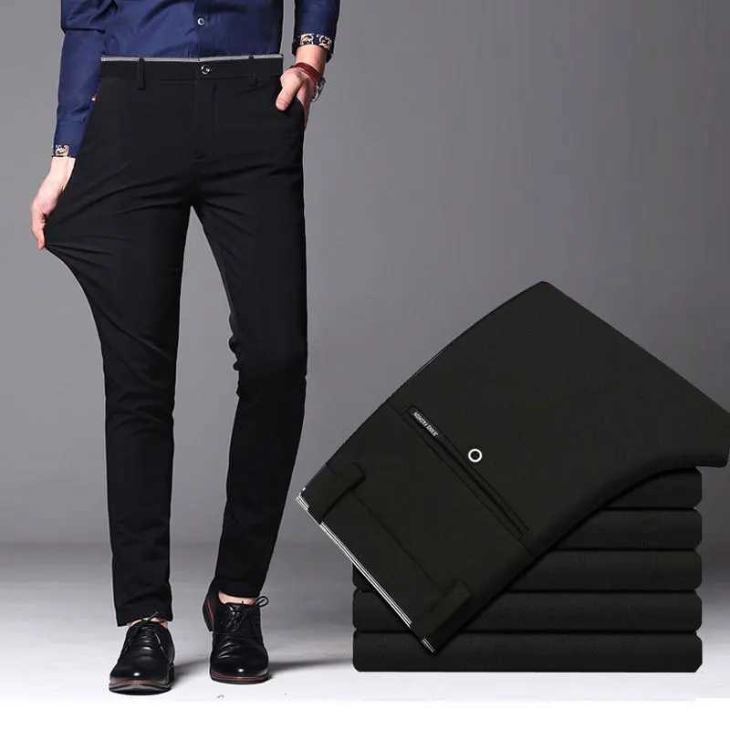 Mens Summer Fashion Business Casual Long Pants Suit Pants Male Elastic Straight Formal Trousers Plus Big Size 28-40 W250819