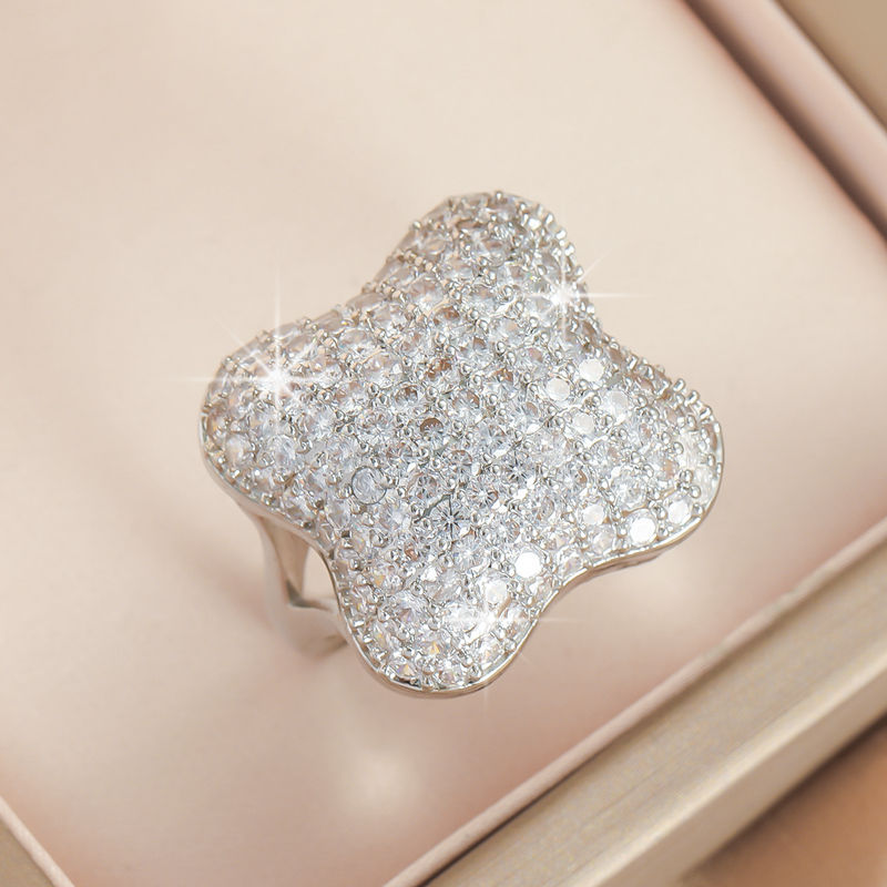 2025 Choucong Ins Top Sell Sparkling Luxury Jewelry 18K White Gold Fill Pave Micro 5A Cubic Zircon CZ Diamond Party Eternity Women Wedding Flower Ring