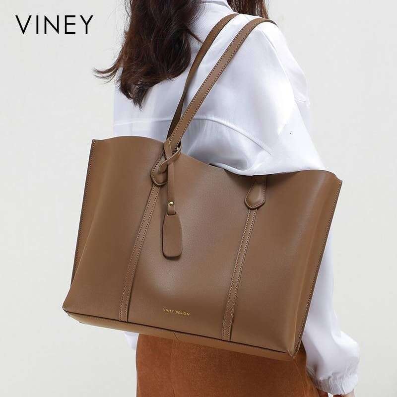 VINEY Big 2025 Women's Spring And New Style Trendy Genuine Leather Tote Large Capacity Commuter Summer Shoulder Bag